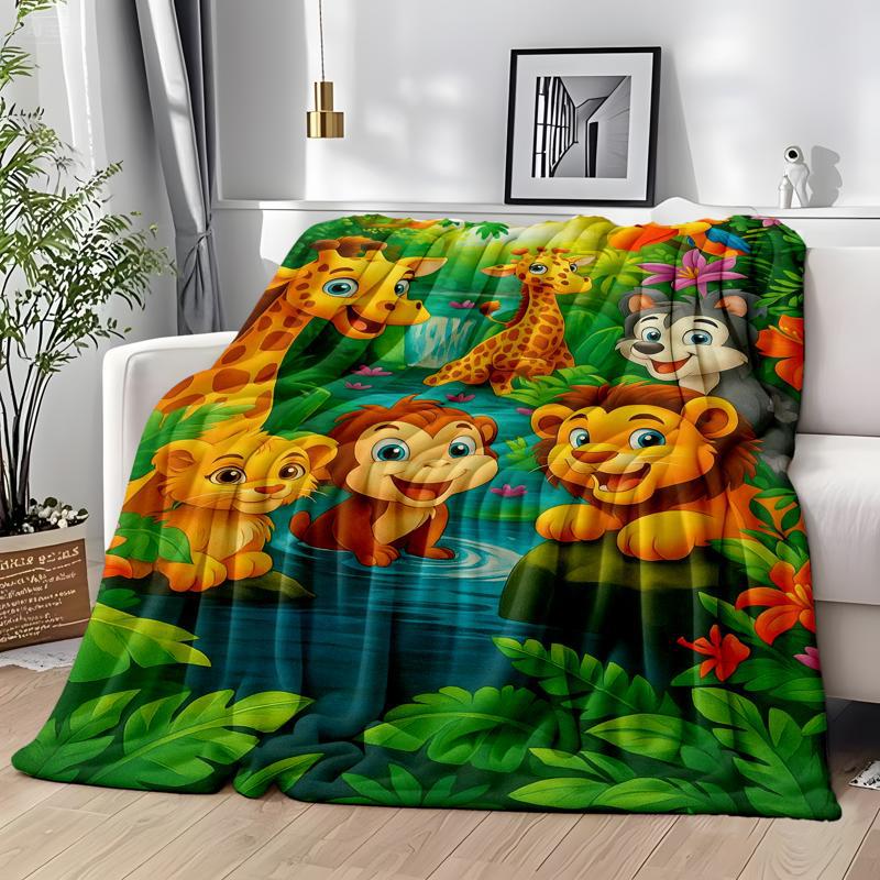 ✨🎅Weihnachtsangebote – Nur für kurze Zeit!⏰Kuschelige Flanell­decke mit Cartoon-Dschungelmotiv