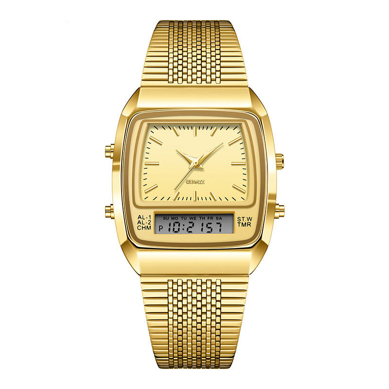 Herren Multifunktionsuhr mit Dual-Display – Quarz & Digital, Edelstahlarmband, wasserdicht ⌚💧