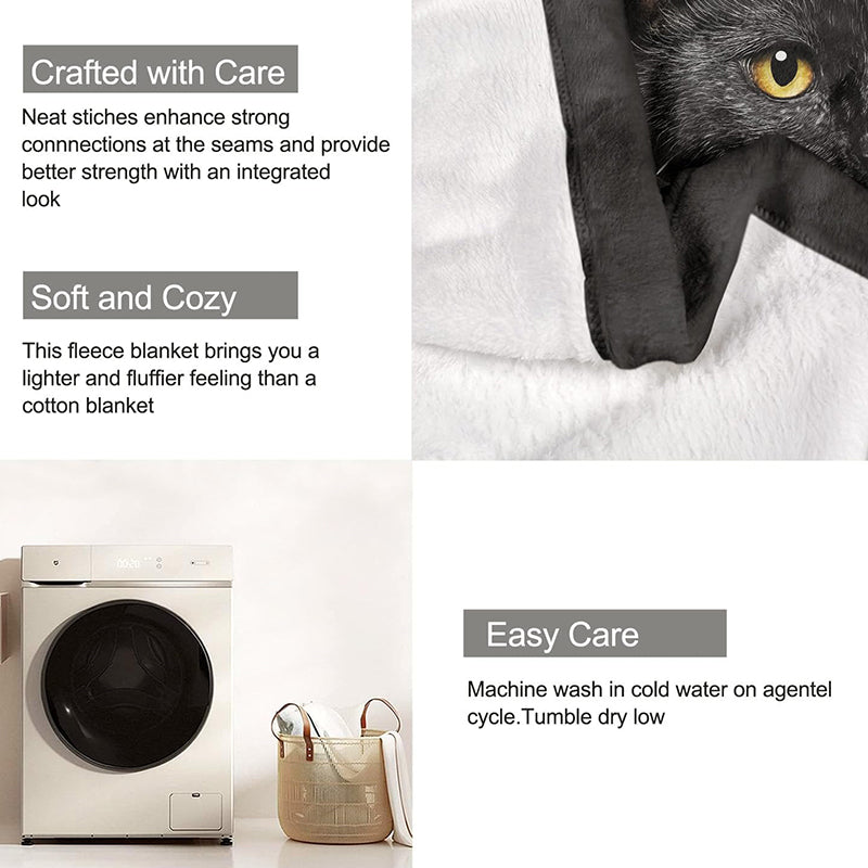 ✨🎅Weihnachtsangebote – Nur für kurze Zeit!⏰Verstärkte Ultra-Warme Bettdecke mit Schwarz Katze Motiv für die Bettkante