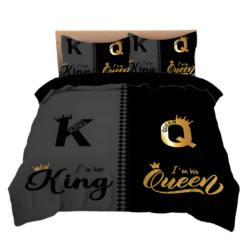 ⌛ Nur noch 3 Tage – 50 % auf alles! ⏰3-teiliges Bettwäscheset „King & Queen“ für Paare