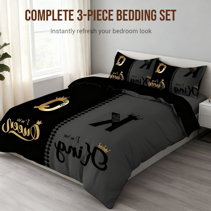 ⌛ Nur noch 3 Tage – 50 % auf alles! ⏰3-teiliges Bettwäscheset „King & Queen“ für Paare