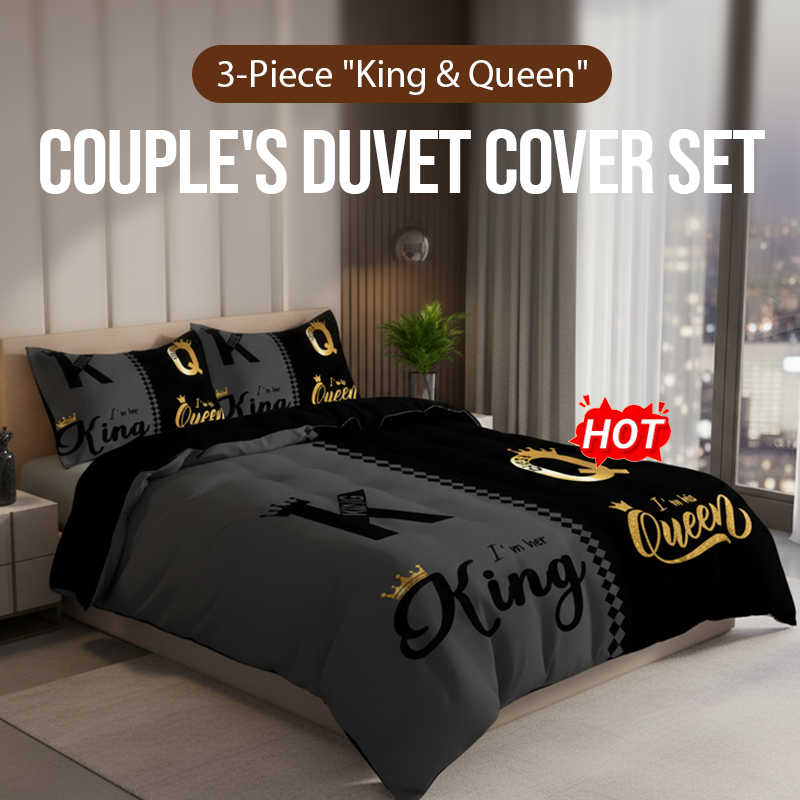 ⌛ Nur noch 3 Tage – 50 % auf alles! ⏰3-teiliges Bettwäscheset „King & Queen“ für Paare