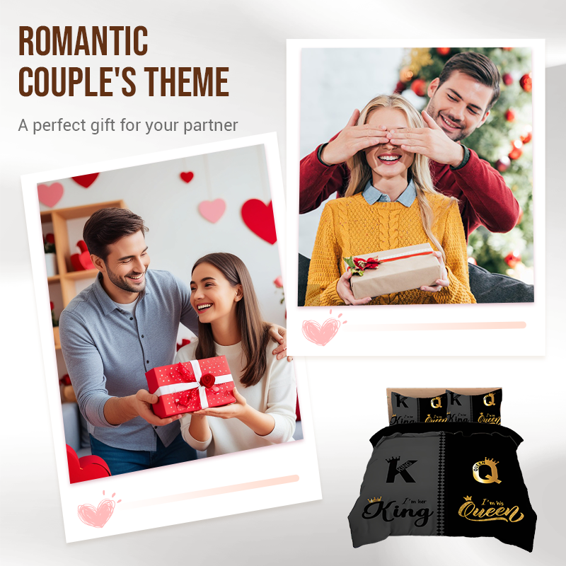 ⌛ Nur noch 3 Tage – 50 % auf alles! ⏰3-teiliges Bettwäscheset „King & Queen“ für Paare