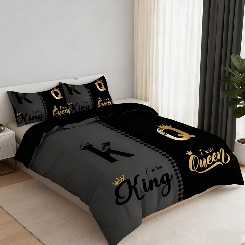 ⌛ Nur noch 3 Tage – 50 % auf alles! ⏰3-teiliges Bettwäscheset „King & Queen“ für Paare