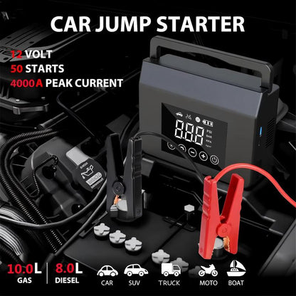 📢📢 50 % RABATT !! ⏰12V Auto-Starthilfe & Luftkompressor – Mobiles Notfall-Ladegerät für PKW & Outdoor 🚗🔋
