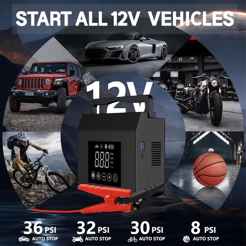 📢📢 50 % RABATT !! ⏰12V Auto-Starthilfe & Luftkompressor – Mobiles Notfall-Ladegerät für PKW & Outdoor 🚗🔋