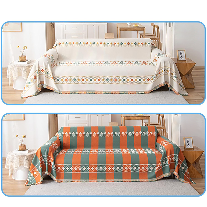 ✨🎅Weihnachtsangebote – Nur für kurze Zeit!⏰Reversibler Bohemian Sofaüberwurf mit Quasten