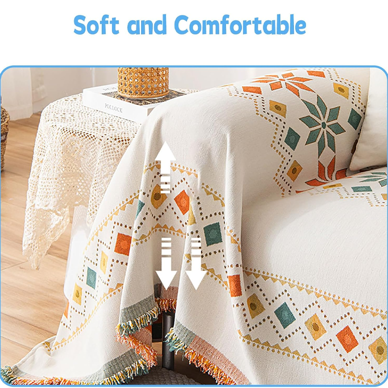 ✨🎅Weihnachtsangebote – Nur für kurze Zeit!⏰Reversibler Bohemian Sofaüberwurf mit Quasten