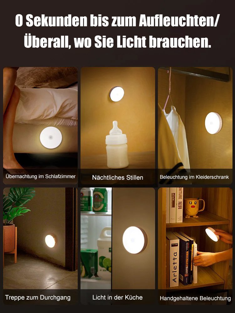 Magnetisches Nachtlicht mit Bewegungssensor – Kabellos, 90 Tage Akkulaufzeit | Für Flur, Kinderzimmer & Bad