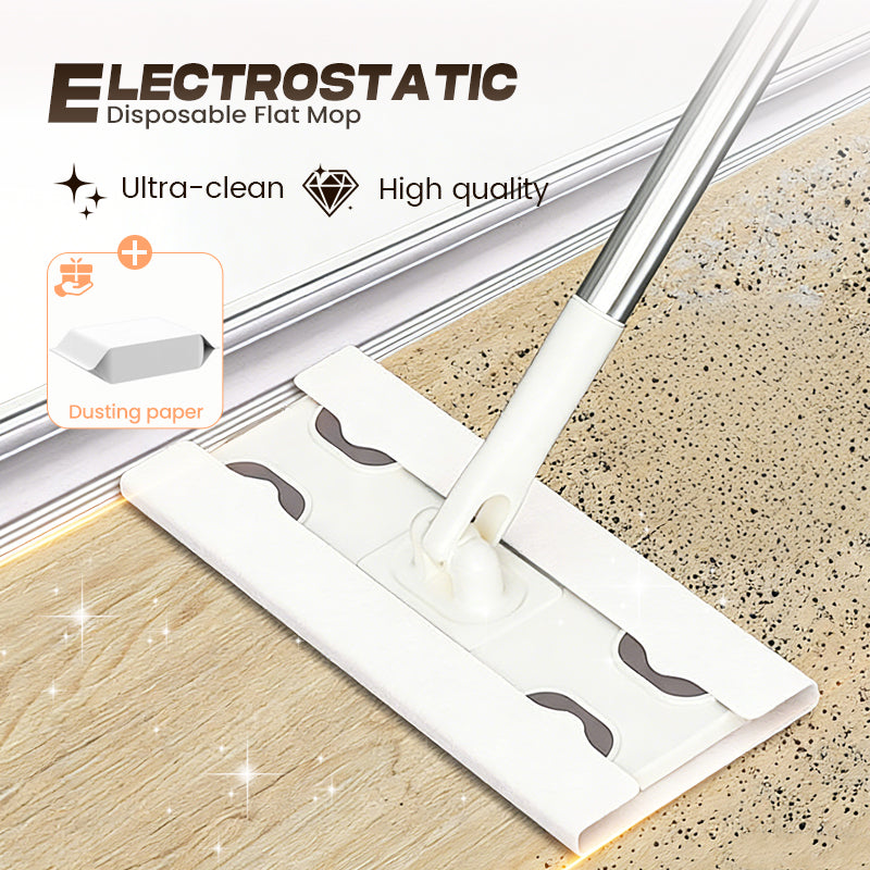 ⌛ Nur noch 3 Tage – 50 % auf alles! ⏰Elektro-Flachmopp mit Klick-System – Staub & Haare binden, Wechseltuch hygienisch wechseln🐕⚡