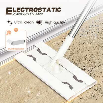 ⌛ Nur noch 3 Tage – 50 % auf alles! ⏰Elektro-Flachmopp mit Klick-System – Staub & Haare binden, Wechseltuch hygienisch wechseln🐕⚡