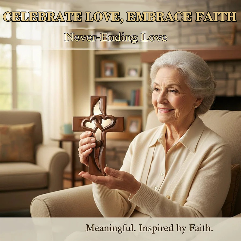 ✨🎅Weihnachtsangebote – Nur für kurze Zeit!⏰Holzkreuz mit verschlungenen Herzen ✝️ Einzigartiges, handgeschnitztes Hochzeitsgeschenk mit verschlungenen Herzen und spiritueller Bedeutung! ❤️