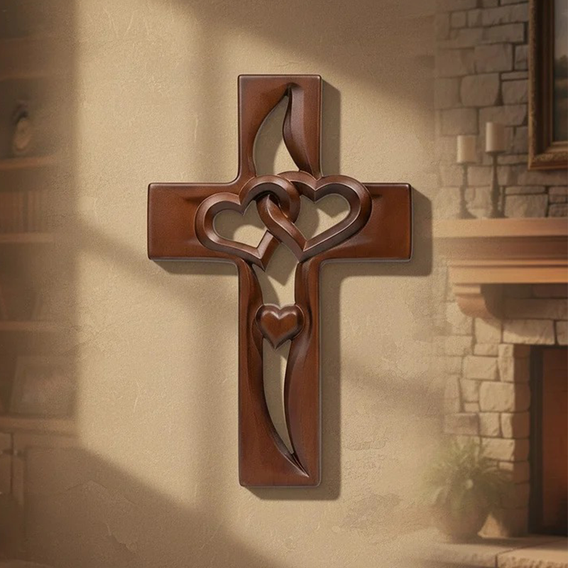 ✨🎅Weihnachtsangebote – Nur für kurze Zeit!⏰Holzkreuz mit verschlungenen Herzen ✝️ Einzigartiges, handgeschnitztes Hochzeitsgeschenk mit verschlungenen Herzen und spiritueller Bedeutung! ❤️