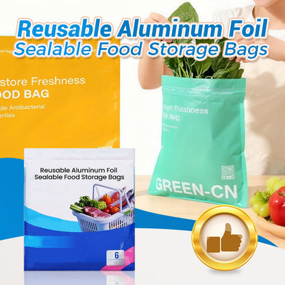 🎊⏰Fröhliches Neujahr! 50% auf alles♻️Wiederverwendbare Frischhaltebeutel aus Aluminium – Luftdicht & Spülmaschinengeeignet 🍖🥦
