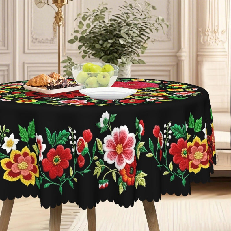 📢📢50 % RABATT !! ⏰Mexikanische Tischdecke mit Blumenmuster und Wellenrand