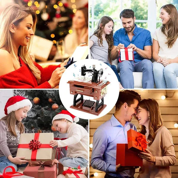 Fröhliches Neujahr! 50% auf alles 🎊⏰Mini-Nähmaschine aus Holz – Klassische Spieluhr mit zeitlosem Design 🎵 🪡