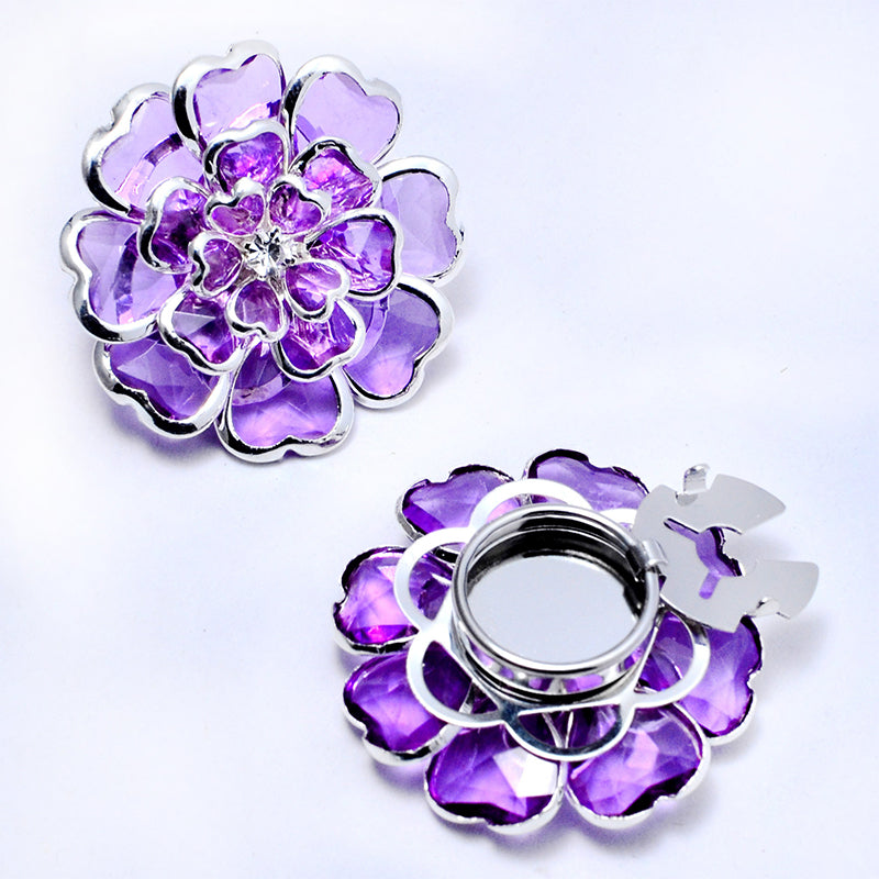 Zweiteiliges Schmuckset: Manschettenknöpfe & Brosche mit Rhinestone-Blütendesign ✨🌷 Vielseitig tragbar – Für festliche Anlässe & elegante Alltagsakzente