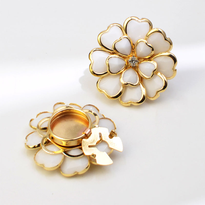 Zweiteiliges Schmuckset: Manschettenknöpfe & Brosche mit Rhinestone-Blütendesign ✨🌷 Vielseitig tragbar – Für festliche Anlässe & elegante Alltagsakzente