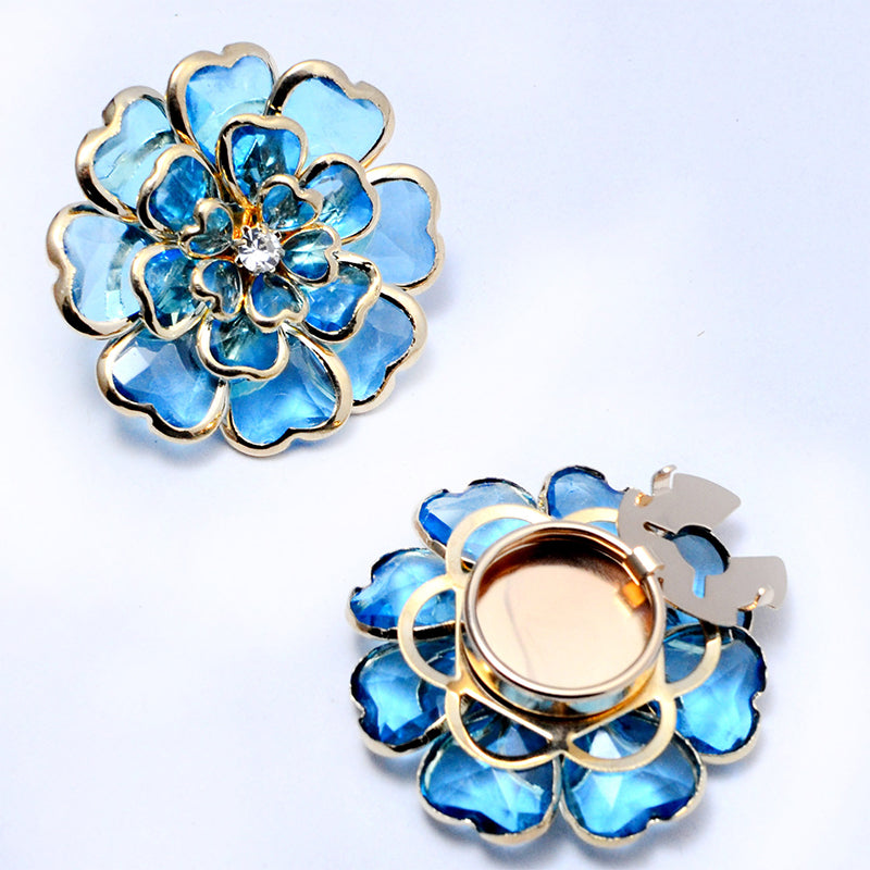Zweiteiliges Schmuckset: Manschettenknöpfe & Brosche mit Rhinestone-Blütendesign ✨🌷 Vielseitig tragbar – Für festliche Anlässe & elegante Alltagsakzente