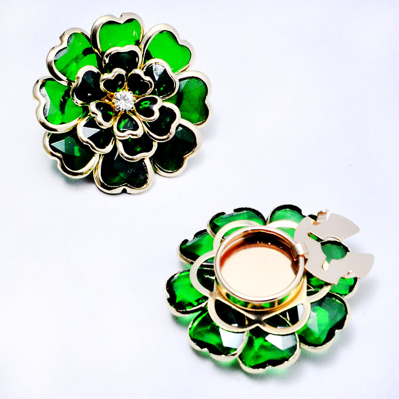 Zweiteiliges Schmuckset: Manschettenknöpfe & Brosche mit Rhinestone-Blütendesign ✨🌷 Vielseitig tragbar – Für festliche Anlässe & elegante Alltagsakzente