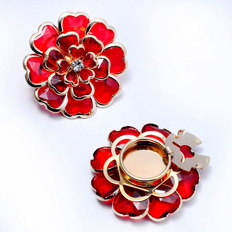 Zweiteiliges Schmuckset: Manschettenknöpfe & Brosche mit Rhinestone-Blütendesign ✨🌷 Vielseitig tragbar – Für festliche Anlässe & elegante Alltagsakzente