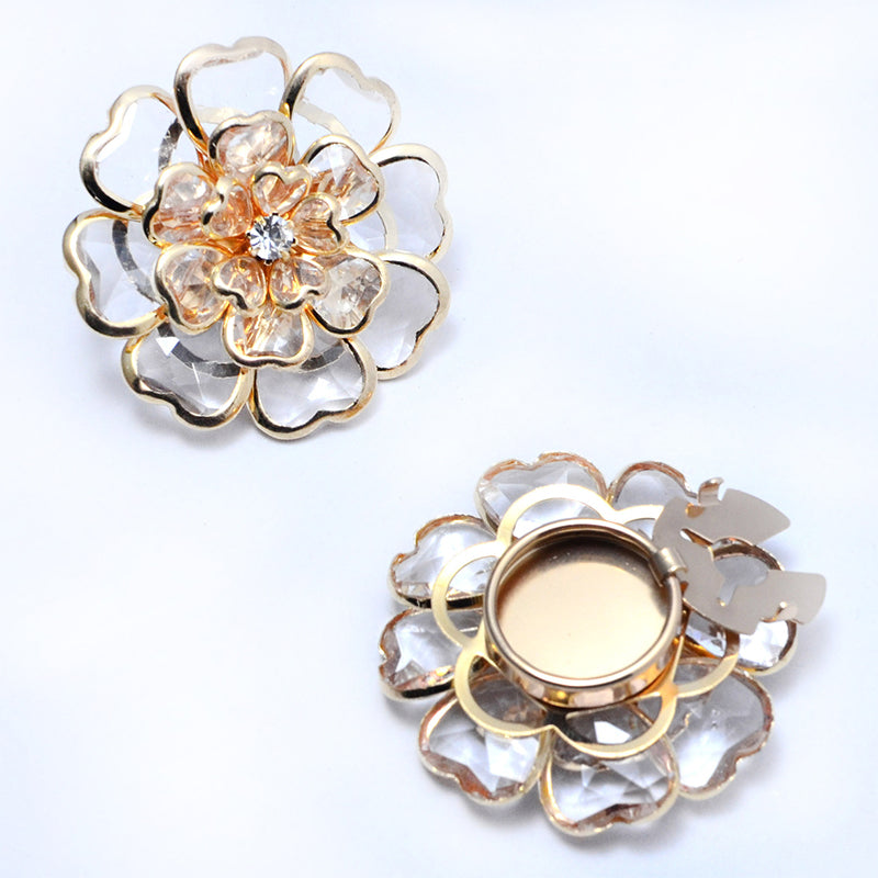 Zweiteiliges Schmuckset: Manschettenknöpfe & Brosche mit Rhinestone-Blütendesign ✨🌷 Vielseitig tragbar – Für festliche Anlässe & elegante Alltagsakzente
