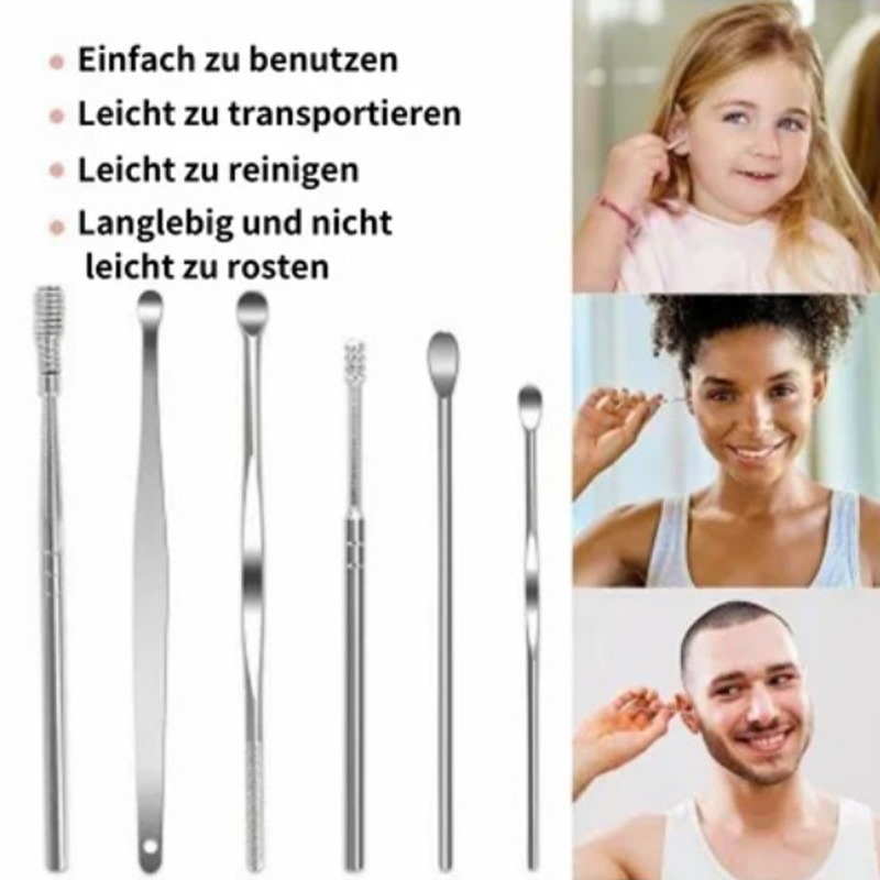 Ohrenreiniger-Set aus Edelstahl (6-teilig) – Kompakt & hygienisch mit Aufbewahrungsetui 👂🏠