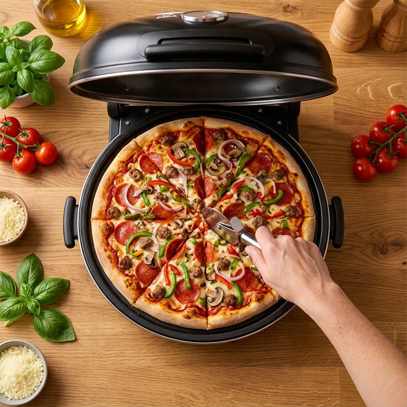 🎉 50% Rabatt – Nur heute🍕 Elektrischer Pizzabäcker mit Stein – Hausgemachte Pizza wie vom Italiener 🏡