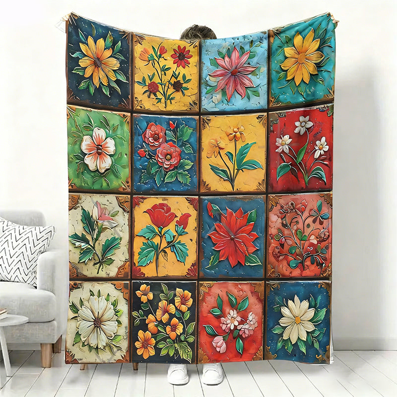 Kuschelige Flanelldecke mit folkloristischen Blumenmustern – Weich, warm & dekorativ 🌸🛋️