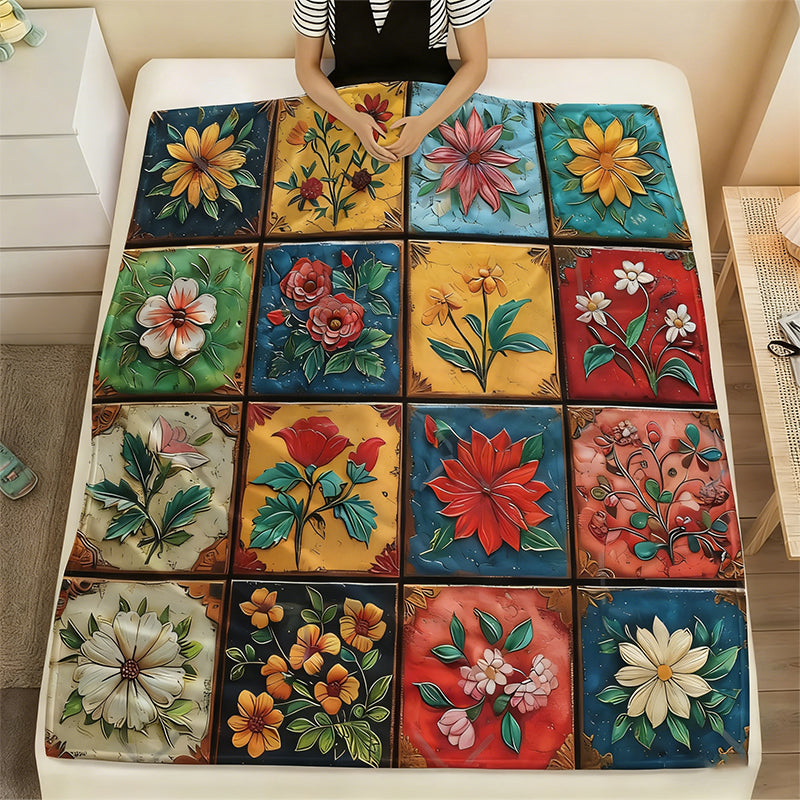 Kuschelige Flanelldecke mit folkloristischen Blumenmustern – Weich, warm & dekorativ 🌸🛋️