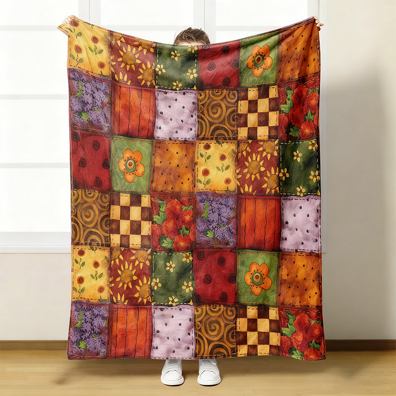 Kuschelige Flanelldecke mit folkloristischen Blumenmustern – Weich, warm & dekorativ 🌸🛋️