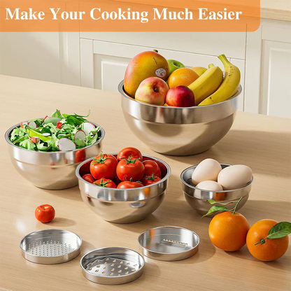 🛍️ 50 % Rabatt – 6-teiliges Edelstahl-Schüssel-Set mit Deckel – spritzschutz, vielseitig für Salat, Backen & Aufbewahrung 🥣