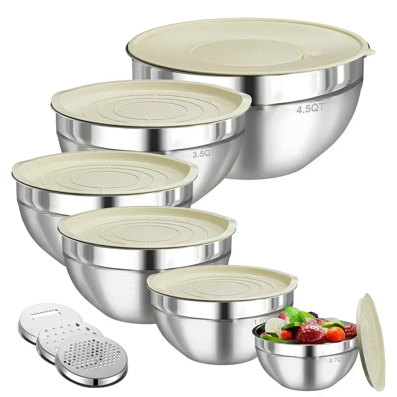 🛍️ 50% RABATT! 🥣 6-teiliges Edelstahl-Schüssel-Set mit Deckel – Spritzschutz, vielseitig & stapelbar – Ideal für Salat, Backen & Aufbewahrung ✨