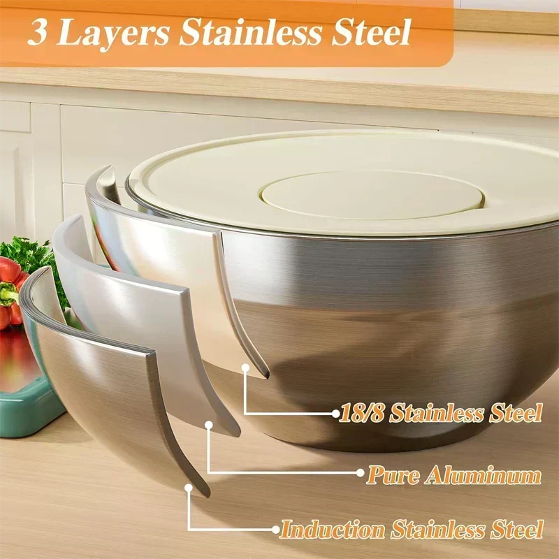 🛍️ 50% RABATT! 🥣 6-teiliges Edelstahl-Schüssel-Set mit Deckel – Spritzschutz, vielseitig & stapelbar – Ideal für Salat, Backen & Aufbewahrung ✨