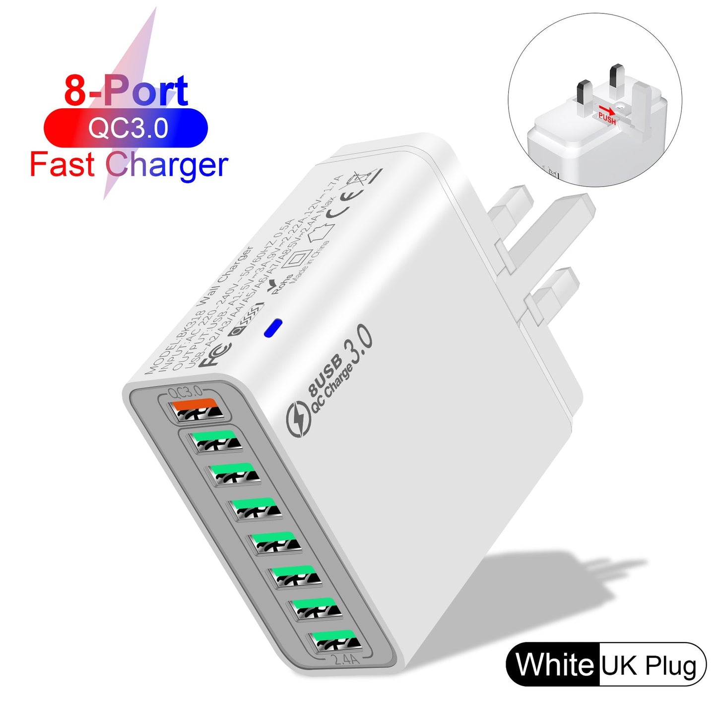 📢📢 50 % RABATT !! ⏰ 8-fach-USB-Schnellladegerät für Mobiltelefone
