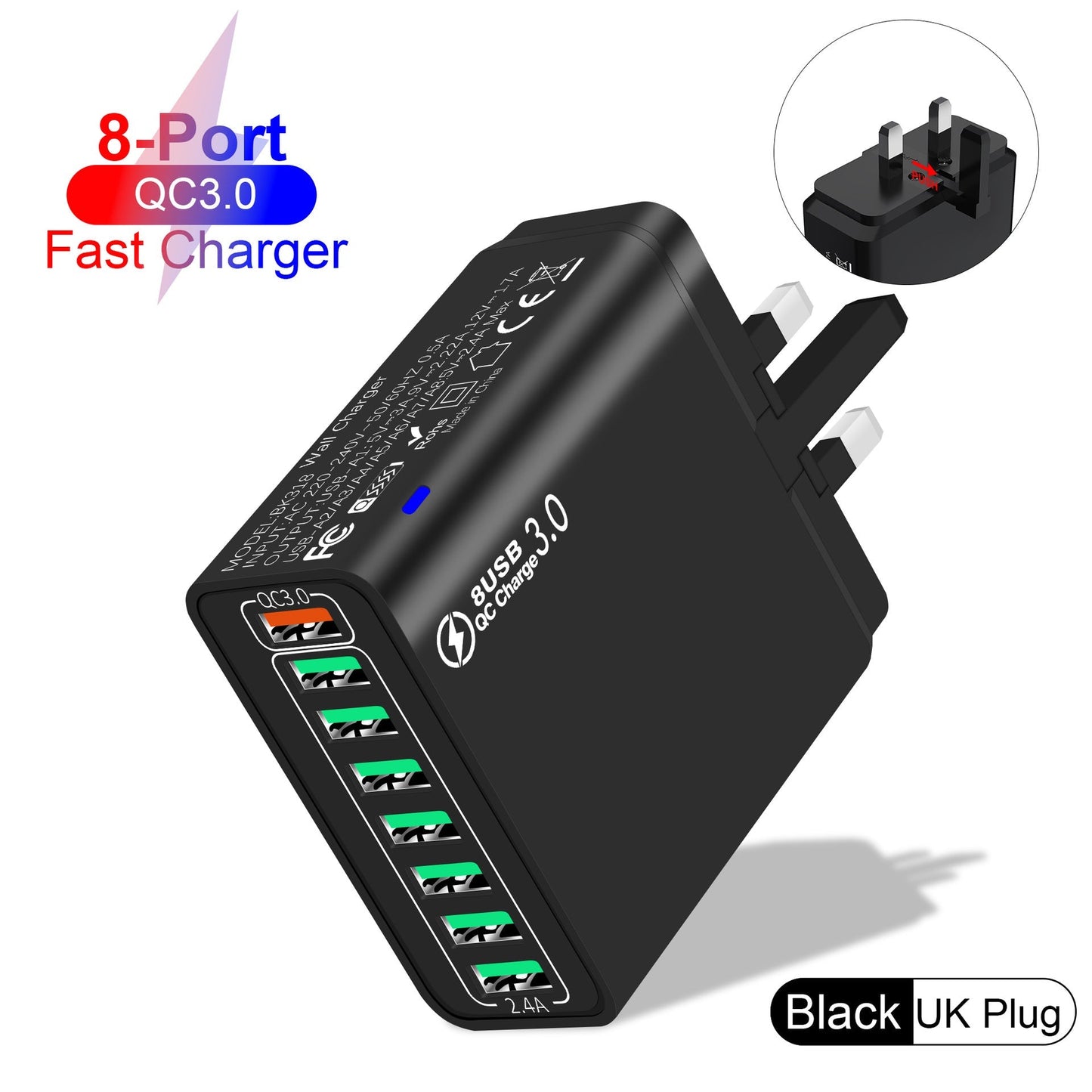 📢📢 50 % RABATT !! ⏰ 8-fach-USB-Schnellladegerät für Mobiltelefone