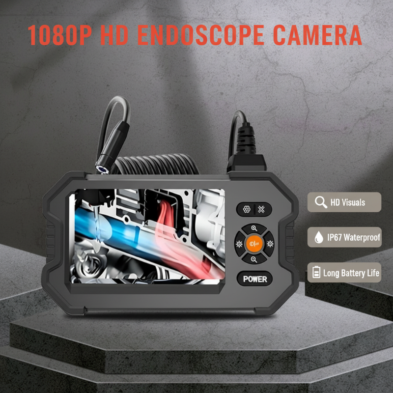 🔧📹 1080P HD Inspektionskamera mit 4,3-Zoll-Display – Tragbare Endoskopkamera für Kfz, Rohrleitungen und Reparaturen