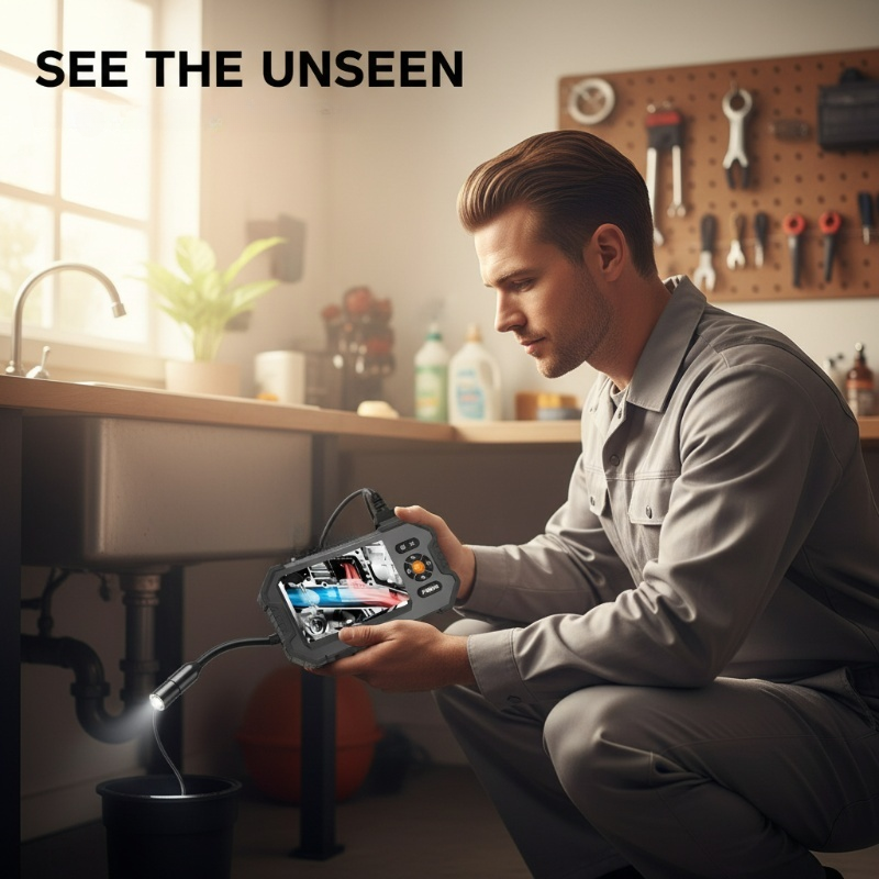 🔧📹 1080P HD Inspektionskamera mit 4,3-Zoll-Display – Tragbare Endoskopkamera für Kfz, Rohrleitungen und Reparaturen