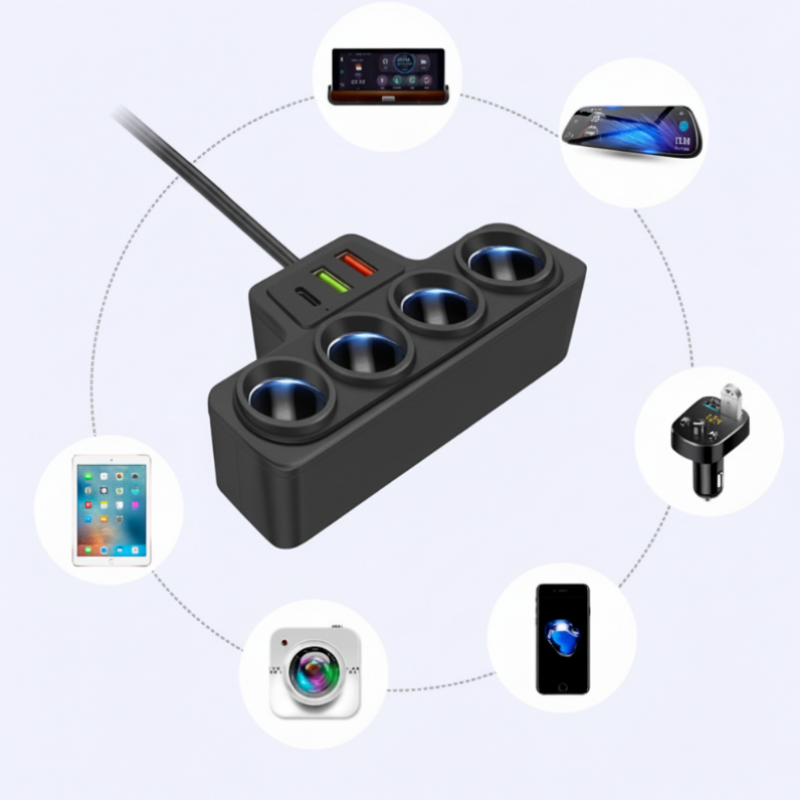 Smartes 4-fach KFZ-Ladegerät – Zigarettenanzünder mit 2 USB + PD, QC3.0 Schnellladung 🚗🔋
