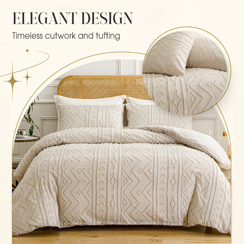 3-teiliges Cutwork-Tufting-Bettwäscheset