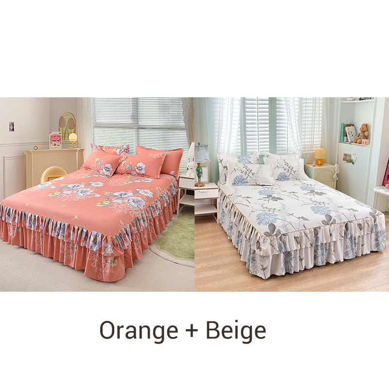 ⏳ Nur heute: 50% Rabatt 🛏️Elegantes Bettrock-Set mit Rüschen (3-teilig) – Angeraut, Sanft & Gemütlich🌸