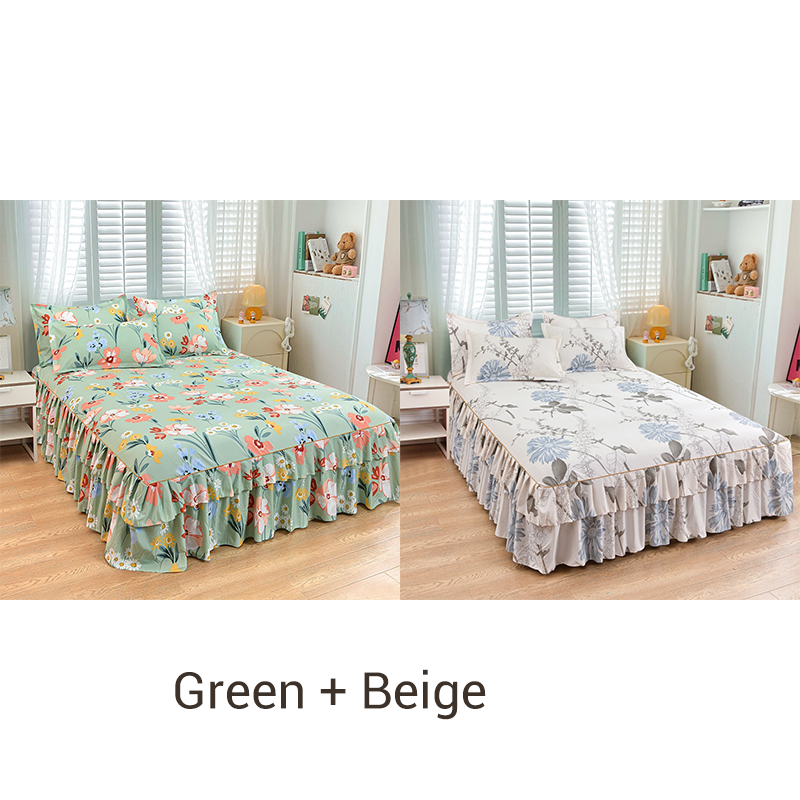 ⏳ Nur heute: 50% Rabatt 🛏️Elegantes Bettrock-Set mit Rüschen (3-teilig) – Angeraut, Sanft & Gemütlich🌸