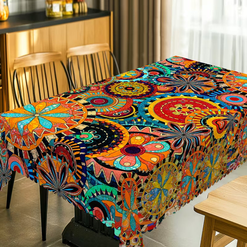 Tischdecke im Mexikanischen Stil – Mandala-Retrodruck, Verschiedene Designs 🏡✨