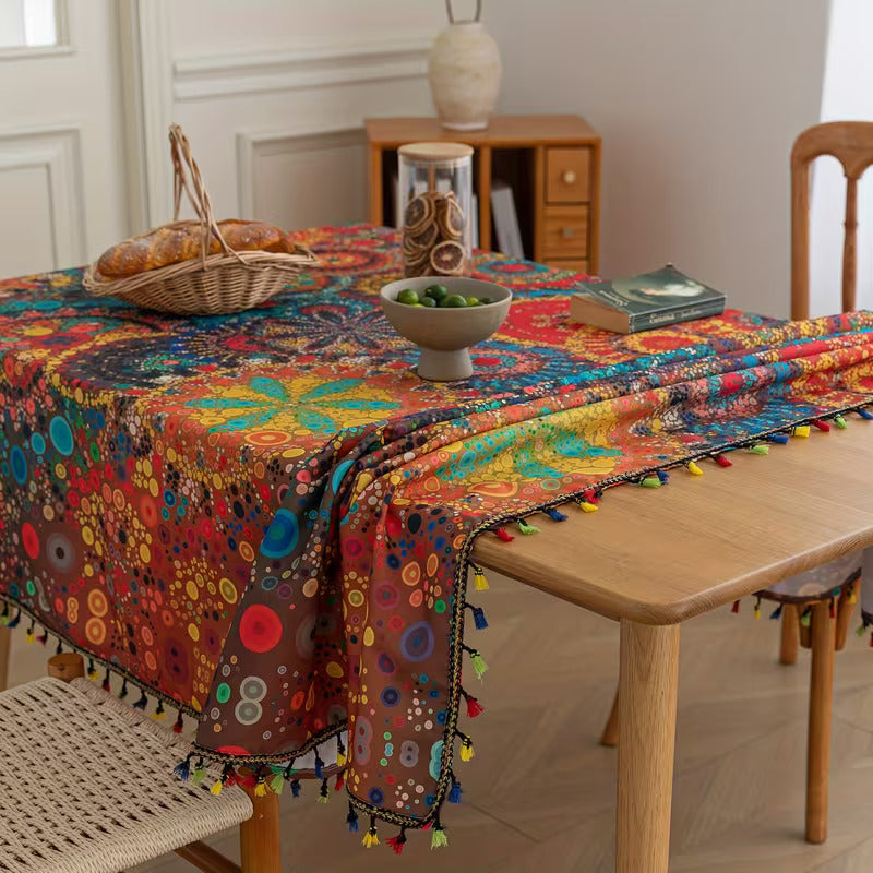 Tischdecke im Mexikanischen Stil – Mandala-Retrodruck, Verschiedene Designs 🏡✨