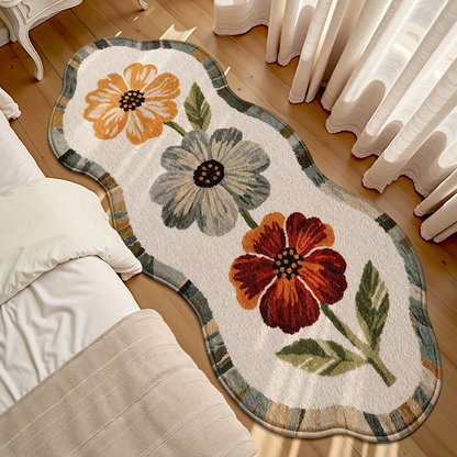 🛋️🌸Weicher Blumen-Teppich für Wohnzimmer & Schlafzimmer – Dekorativ & Gemütlich