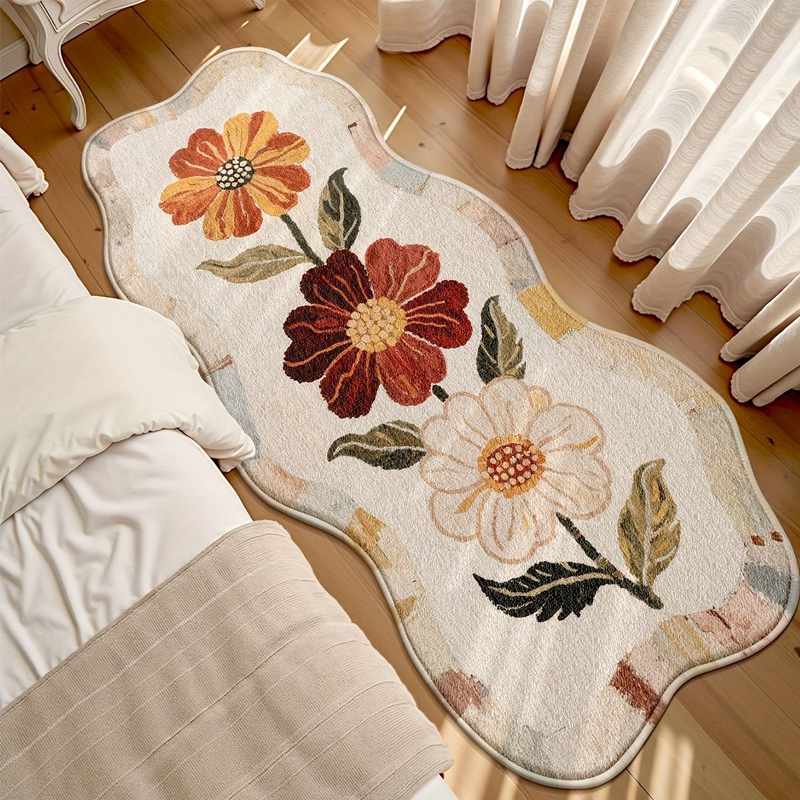🛋️🌸Weicher Blumen-Teppich für Wohnzimmer & Schlafzimmer – Dekorativ & Gemütlich