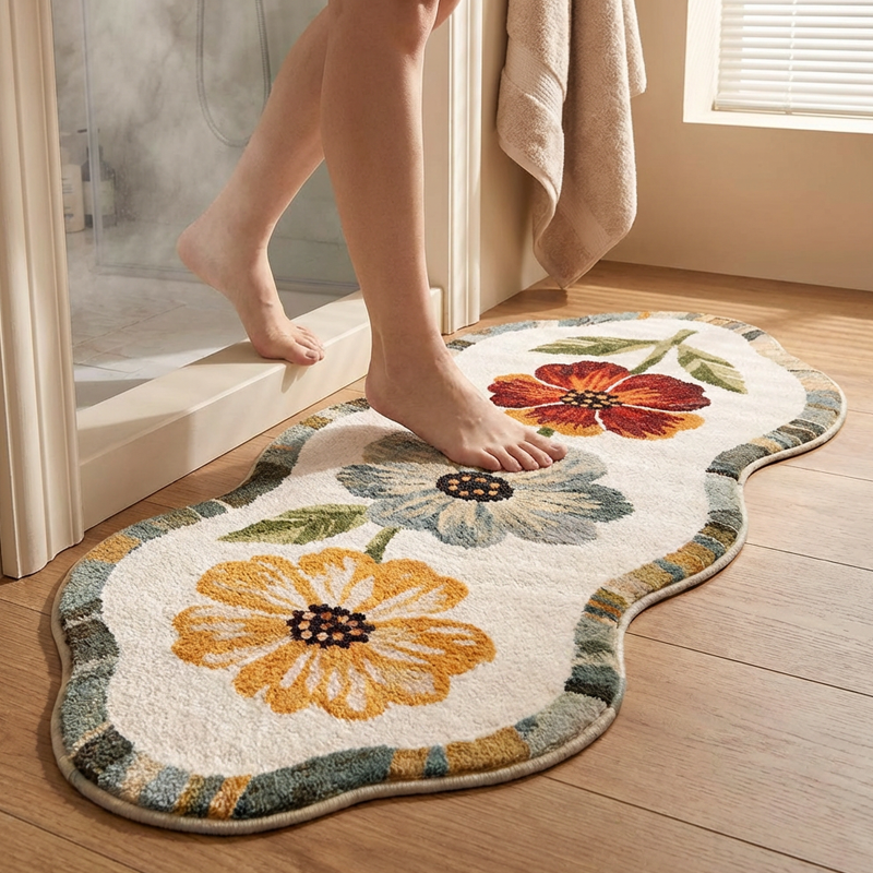🛋️🌸Weicher Blumen-Teppich für Wohnzimmer & Schlafzimmer – Dekorativ & Gemütlich