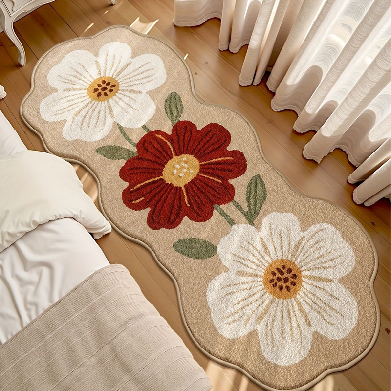 🛋️🌸Weicher Blumen-Teppich für Wohnzimmer & Schlafzimmer – Dekorativ & Gemütlich