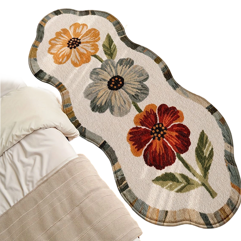 🛋️🌸Weicher Blumen-Teppich für Wohnzimmer & Schlafzimmer – Dekorativ & Gemütlich