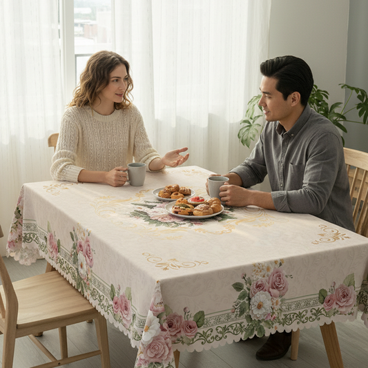 Dekorative Oster-Tischdecke – Hasen- & Osterei-Print, pflegeleicht & wasserfest 🏡🐣